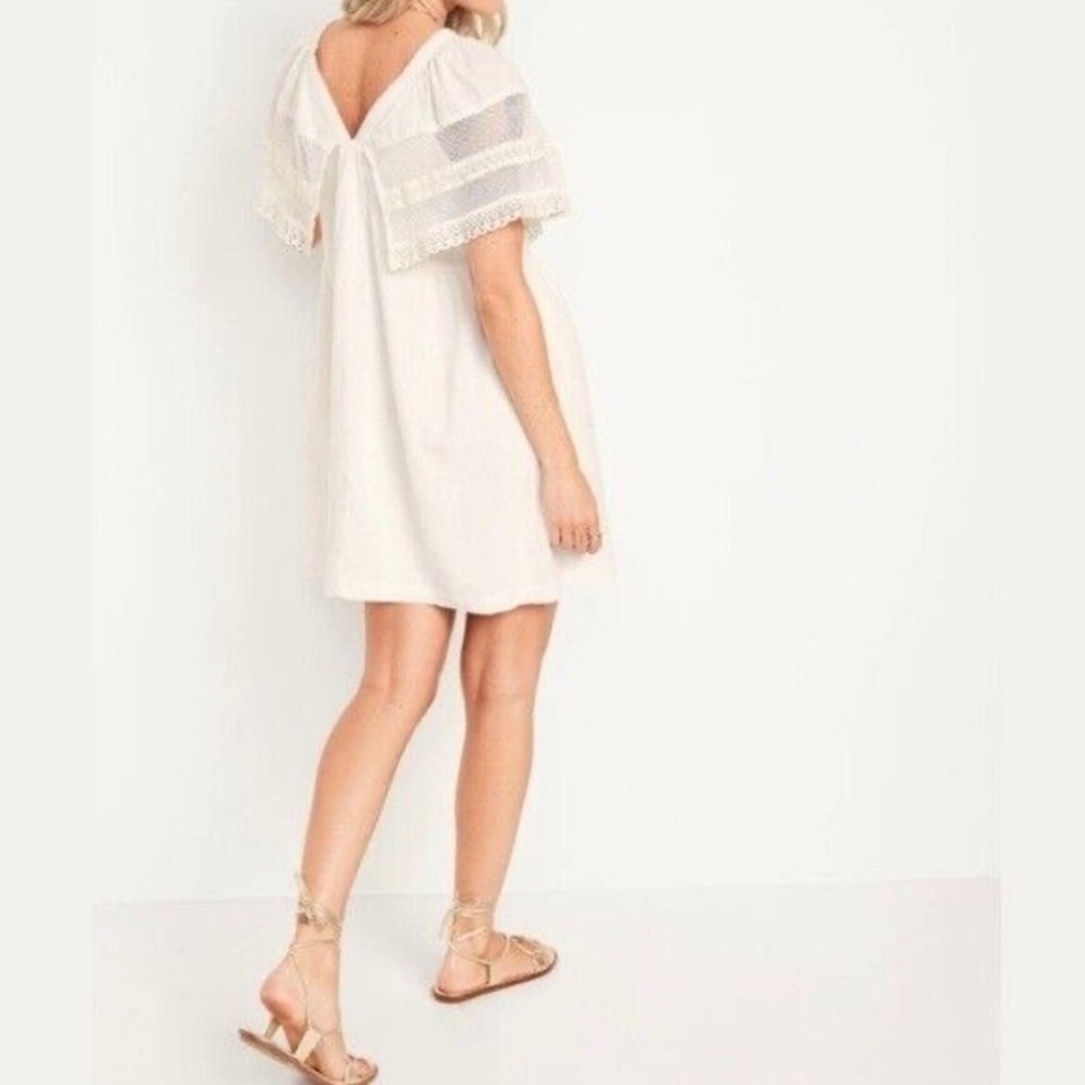 Flutter-Sleeve Tie-Back Mini Swing Dress - Picture 4 of 4